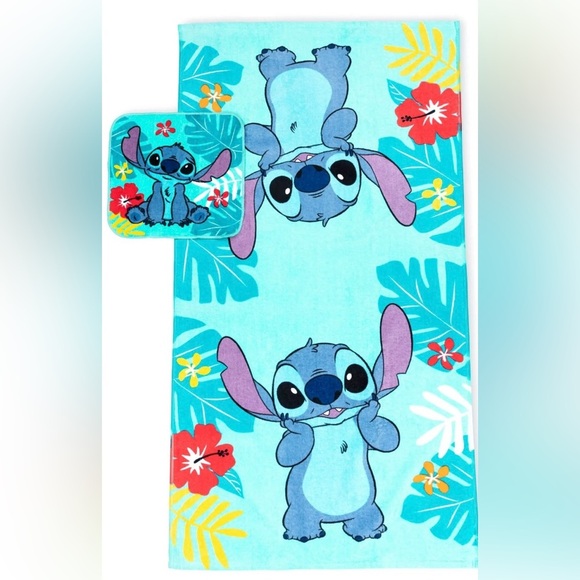 Stitch Kids Cotton 2 Piece Towel and Washcloth Set - Picture 1 of 9